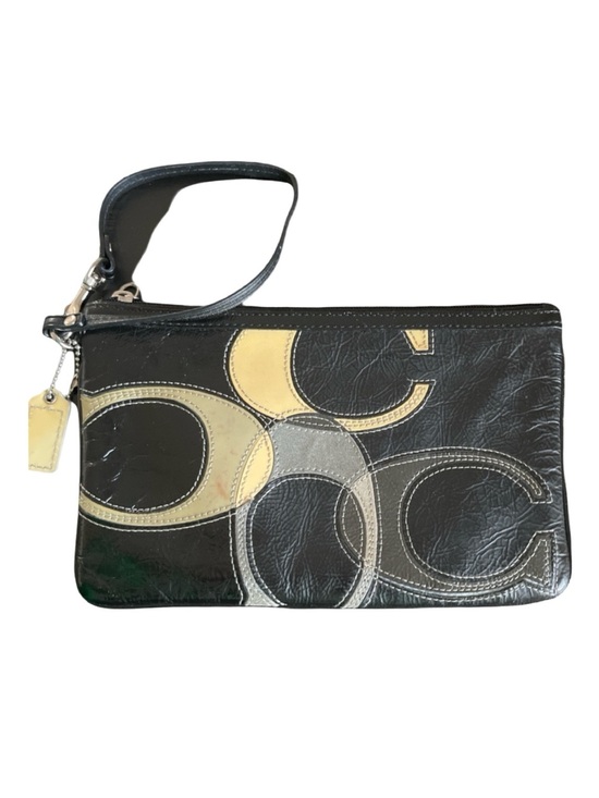 Coach Handbags - Coach Black Signature Inlaid Patchwork Large Wristlet